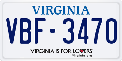 VA license plate VBF3470