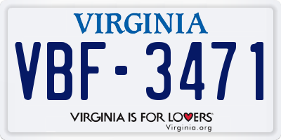VA license plate VBF3471
