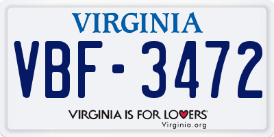 VA license plate VBF3472