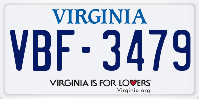 VA license plate VBF3479