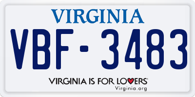 VA license plate VBF3483