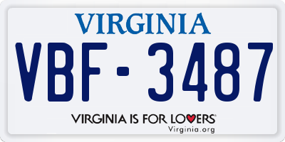 VA license plate VBF3487