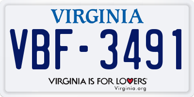 VA license plate VBF3491