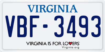 VA license plate VBF3493