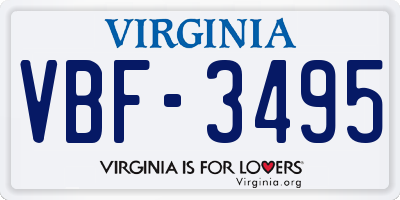 VA license plate VBF3495