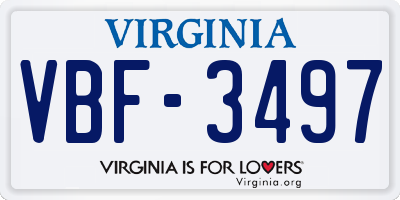 VA license plate VBF3497