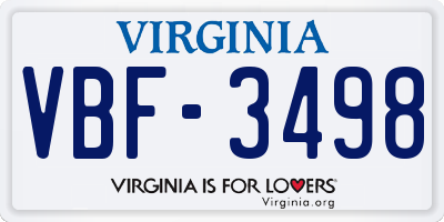 VA license plate VBF3498