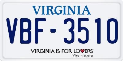 VA license plate VBF3510