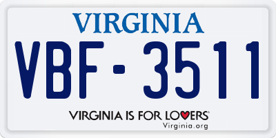 VA license plate VBF3511