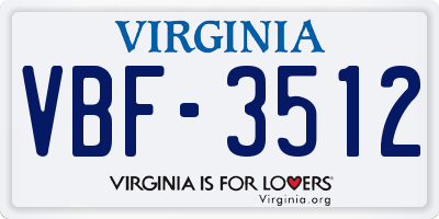 VA license plate VBF3512