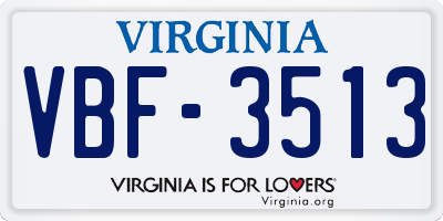 VA license plate VBF3513