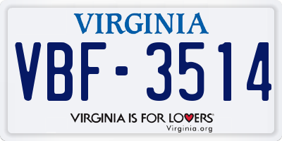 VA license plate VBF3514