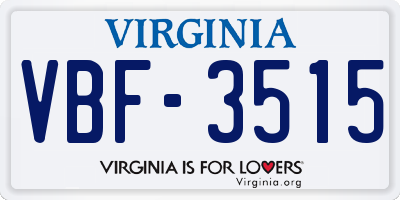 VA license plate VBF3515