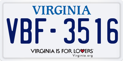 VA license plate VBF3516