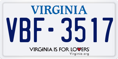 VA license plate VBF3517