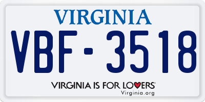 VA license plate VBF3518