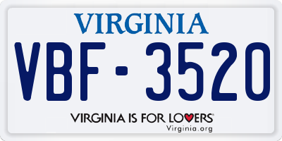 VA license plate VBF3520