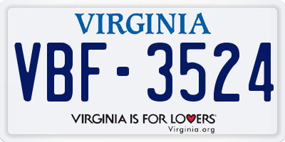 VA license plate VBF3524