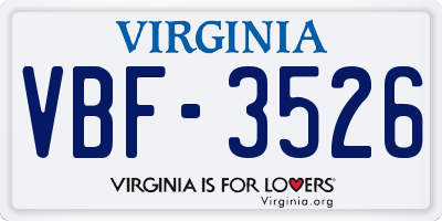 VA license plate VBF3526