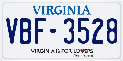 VA license plate VBF3528