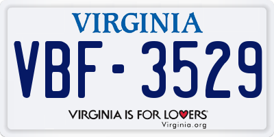 VA license plate VBF3529