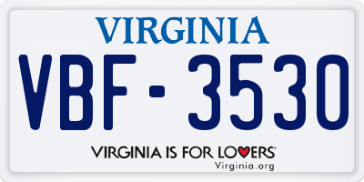 VA license plate VBF3530