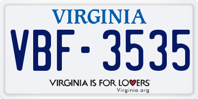 VA license plate VBF3535