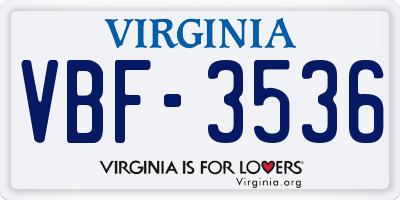VA license plate VBF3536