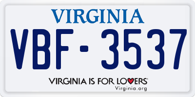 VA license plate VBF3537