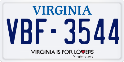 VA license plate VBF3544