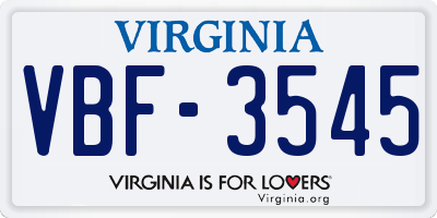 VA license plate VBF3545