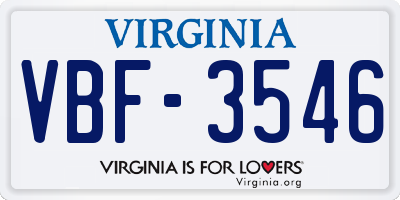 VA license plate VBF3546
