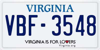 VA license plate VBF3548