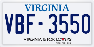 VA license plate VBF3550