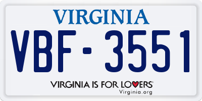 VA license plate VBF3551