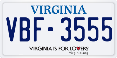 VA license plate VBF3555
