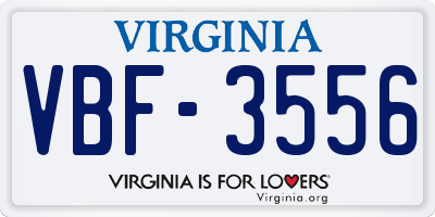 VA license plate VBF3556
