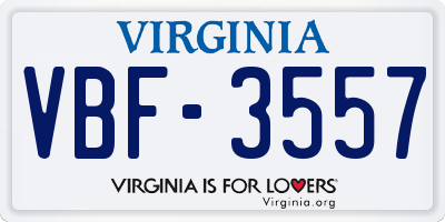 VA license plate VBF3557