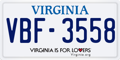 VA license plate VBF3558