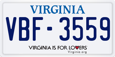 VA license plate VBF3559