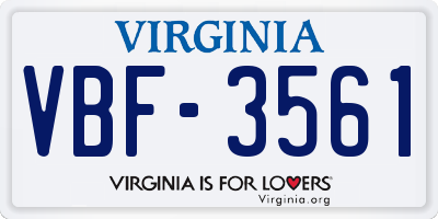 VA license plate VBF3561