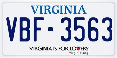 VA license plate VBF3563