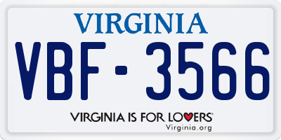 VA license plate VBF3566