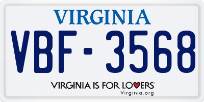 VA license plate VBF3568