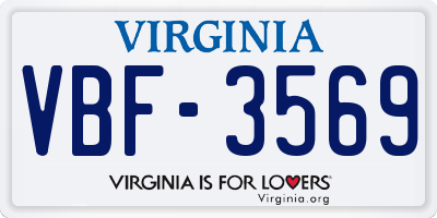 VA license plate VBF3569