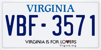 VA license plate VBF3571