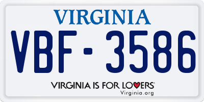 VA license plate VBF3586