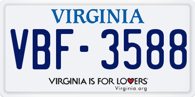 VA license plate VBF3588
