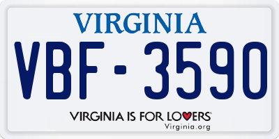 VA license plate VBF3590