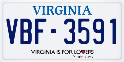 VA license plate VBF3591